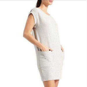 Athleta Striped Front Pocket Sweatshirt Dress